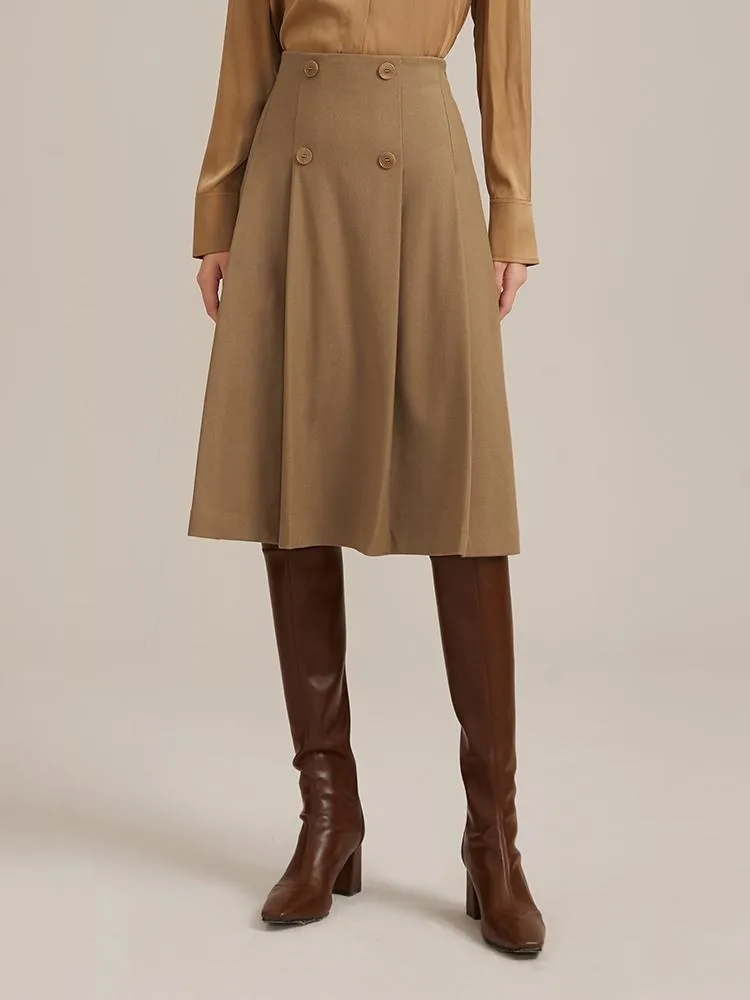 Brown Worsted Woolen A-line Skirt sold by Goelia