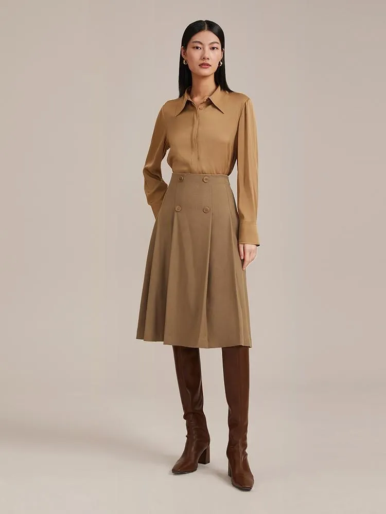 Brown Worsted Woolen A-line Skirt sold by Goelia product image thumbnail 2