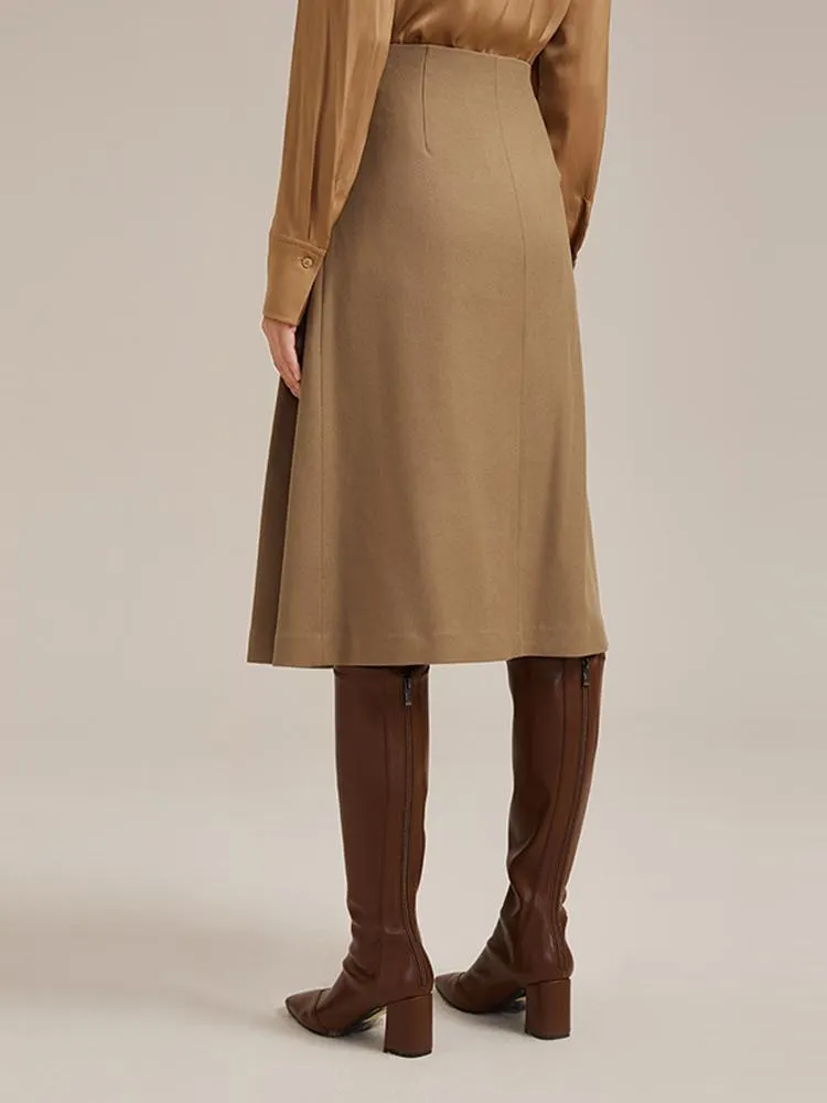 Brown Worsted Woolen A-line Skirt sold by Goelia product image thumbnail 3