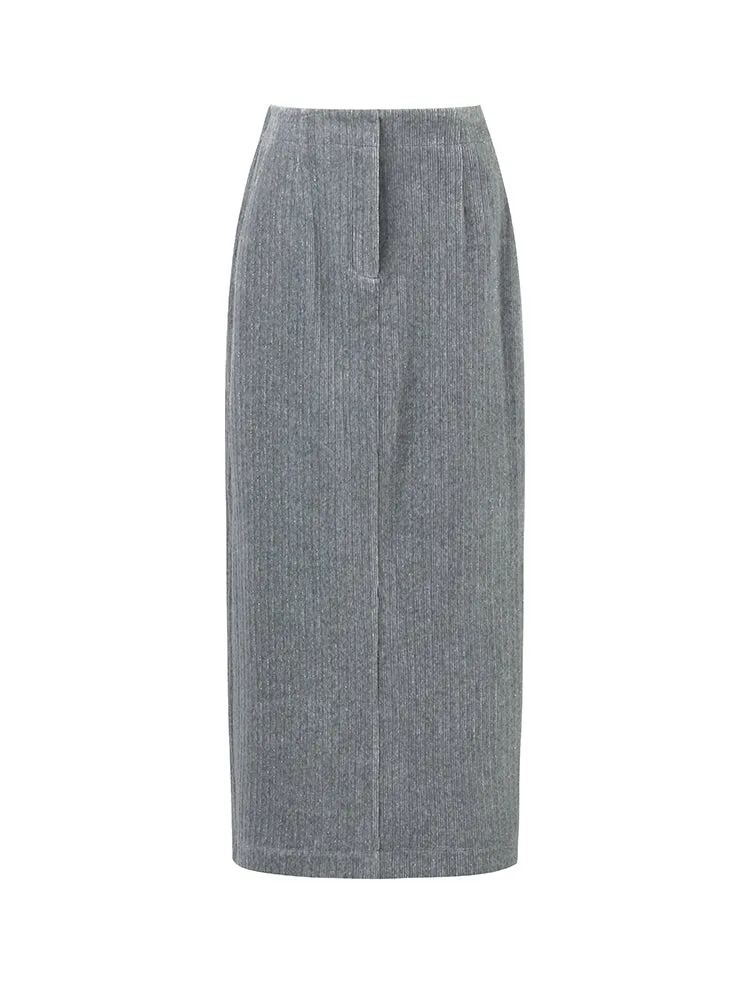 Stretch Back Slit Knitted Women Midi Skirt sold by Goelia product image thumbnail 3