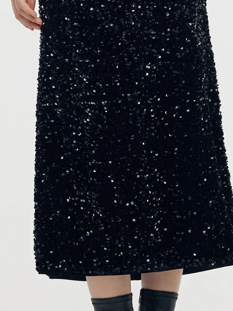 Velvet Sequins Women Mermaid Skirt sold by Goelia product image thumbnail 3