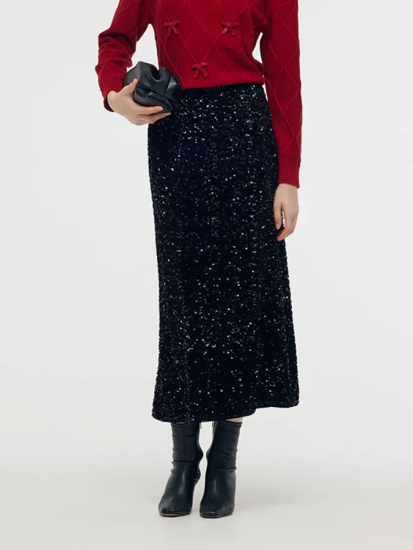 Velvet Sequins Women Mermaid Skirt sold by Goelia