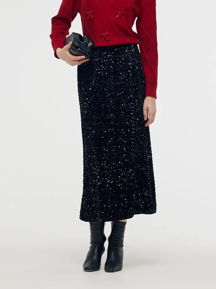 Velvet Sequins Women Mermaid Skirt sold by Goelia