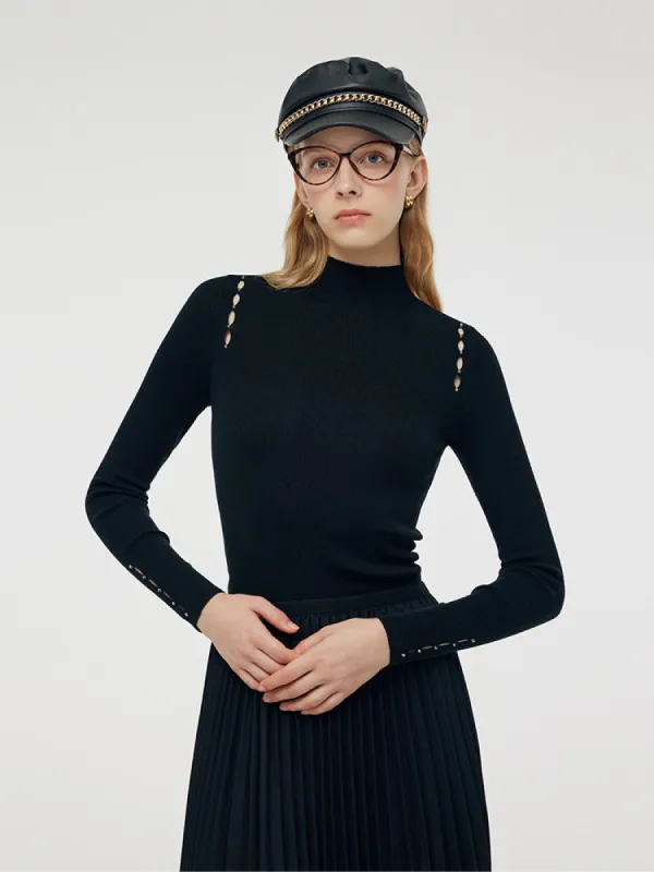 Machine Washable Wool Beaded Women Knit Top sold by Goelia