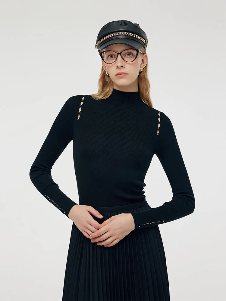 Machine Washable Wool Beaded Women Knit Top sold by Goelia