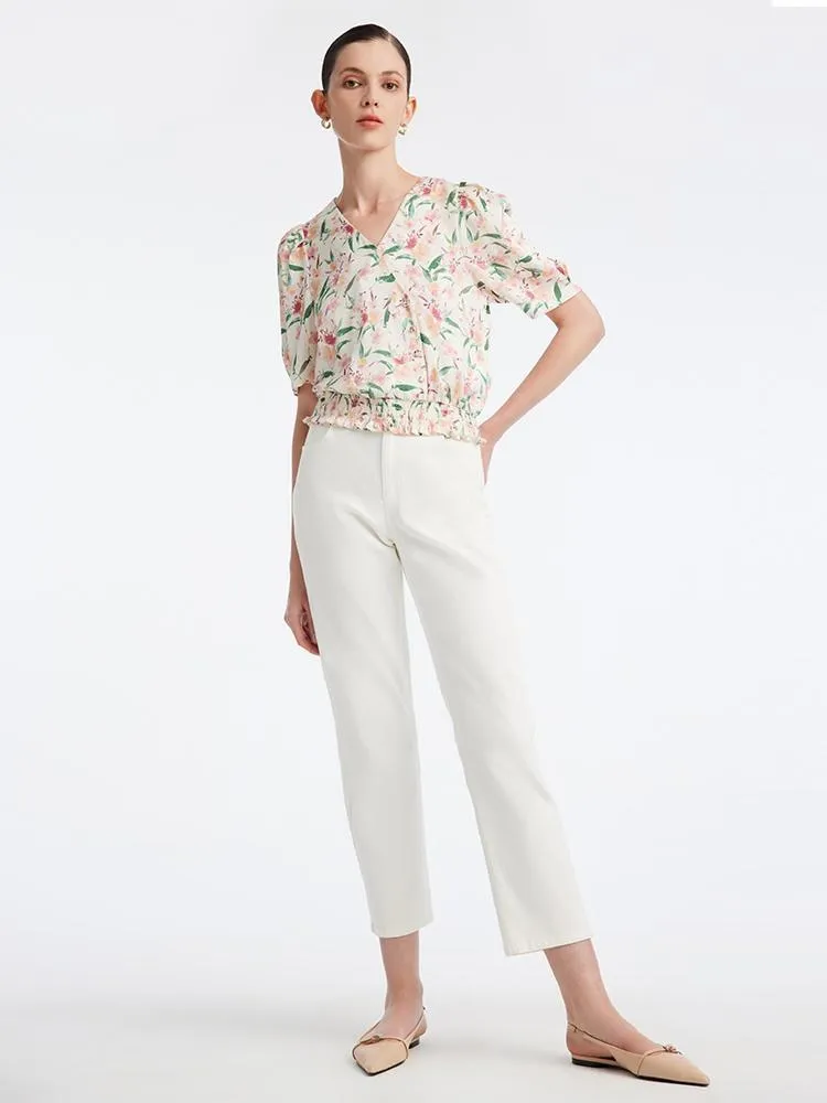 Silk Floral Loose Women Blouse sold by Goelia product image thumbnail 2