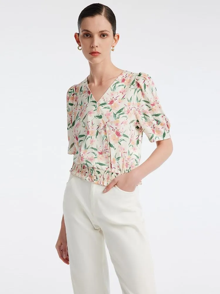 Silk Floral Loose Women Blouse sold by Goelia product image thumbnail 3