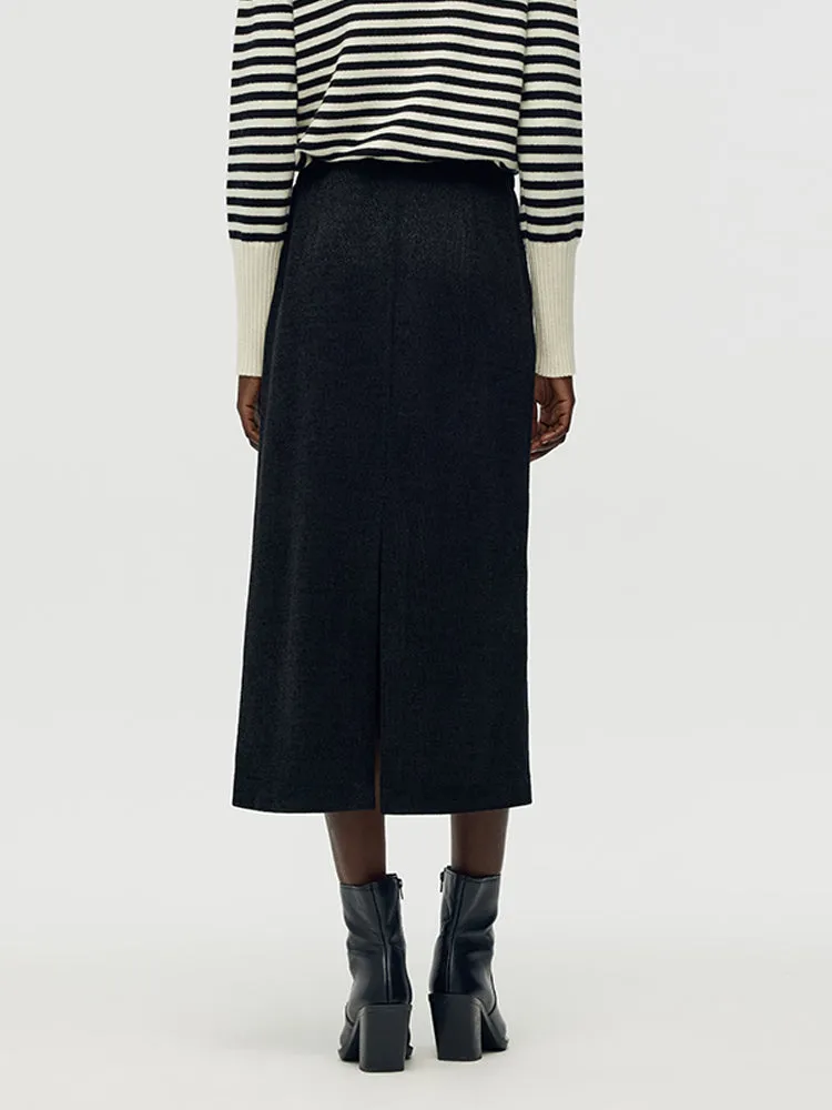 Back Slit Knitted Women Column Midi Skirt sold by Goelia product image thumbnail 2