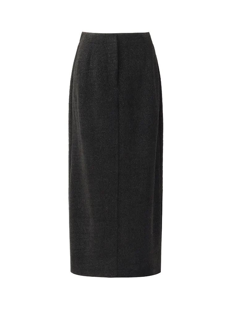 Back Slit Knitted Women Column Midi Skirt sold by Goelia product image thumbnail 4