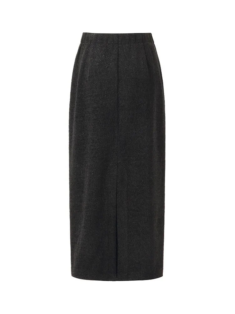 Back Slit Knitted Women Column Midi Skirt sold by Goelia product image thumbnail 5