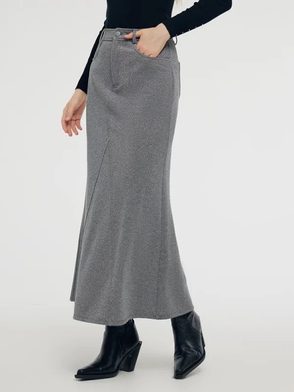 Back Slit Knitted Women Mermaid Maxi Skirt made by Goelia