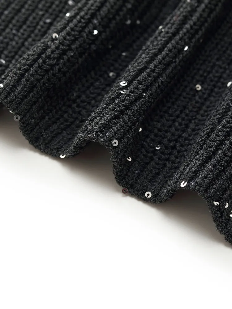 Sequins Vest And Mock Neck Midi Dress Two-Piece Set With Belt sold by Goelia product image thumbnail 5