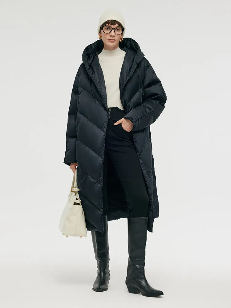 Unisex Hooded Long Goose Down Coat sold by Goelia