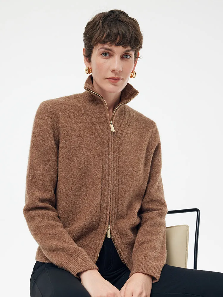 Wool Yak Blend Zip-Up Women Cardigan sold by Goelia