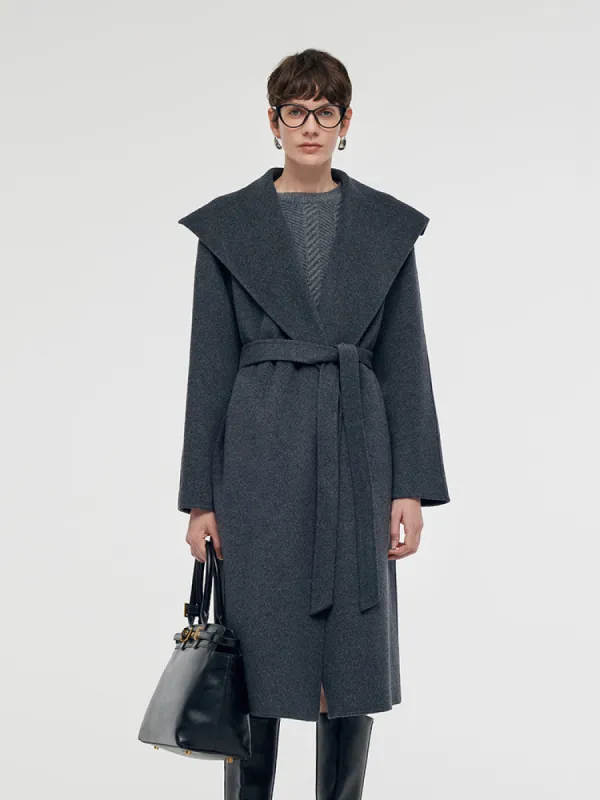 100% Wool Wide Lapel Women Overcoat sold by Goelia