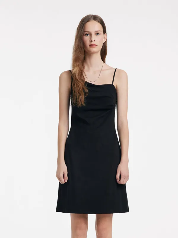 Asymmetrical Slim Spaghetti Strap Dress With Detachable Chest Pads sold by Goelia
