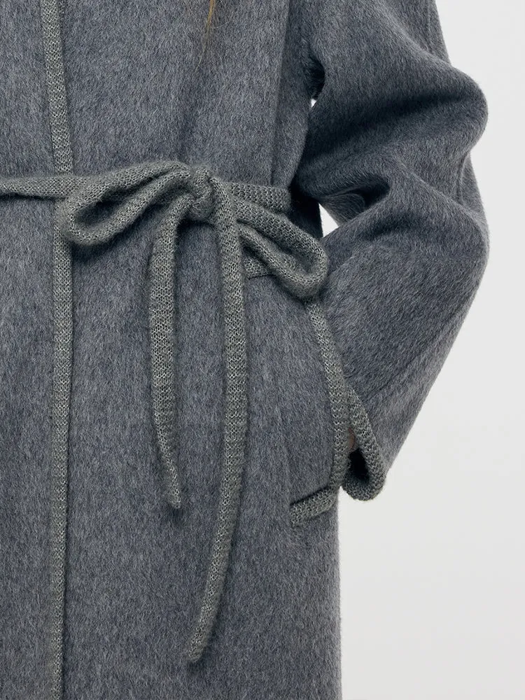 Alpaca Wool Women Overcoat With Knit Belt sold by Goelia product image thumbnail 2