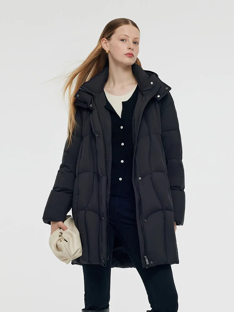 Black Hooded Goose Down Coat sold by Goelia