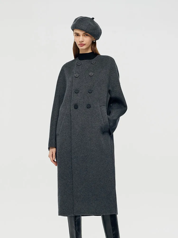 100% Wool Double-Breasted Women Overcoat With Beret sold by Goelia product image thumbnail 5