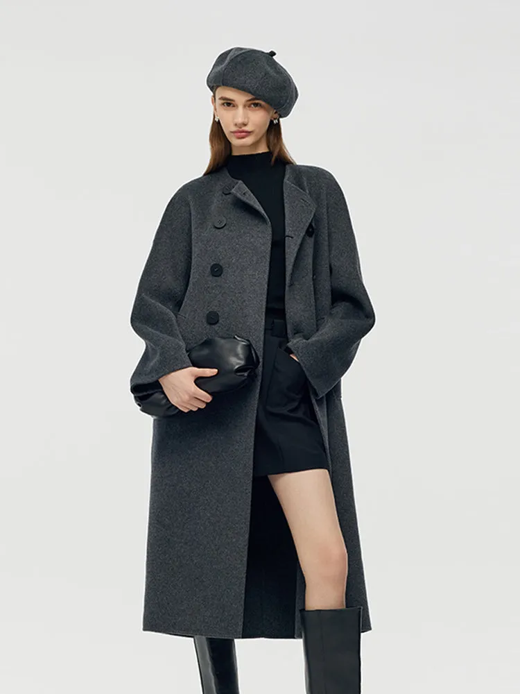 100% Wool Double-Breasted Women Overcoat With Beret sold by Goelia product image thumbnail 4
