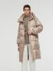 Rose Gold Unisex Hooded Long Goose Down Coat sold by Goelia
