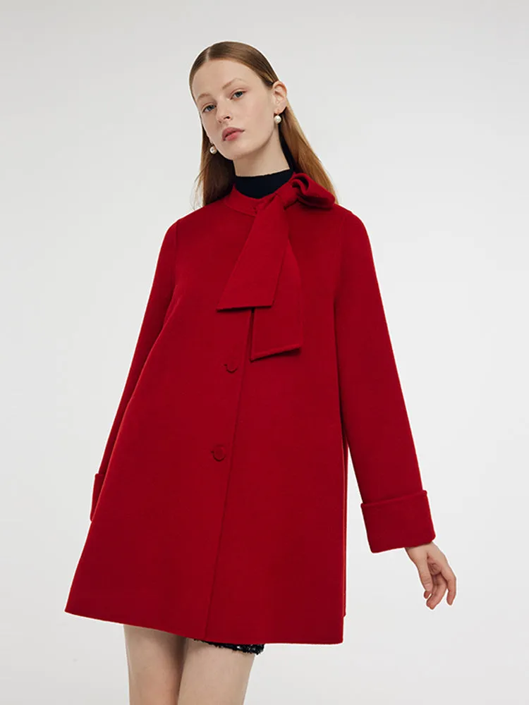 Tencel Wool Women Coat With Detachable Bowknot sold by Goelia product image thumbnail 5