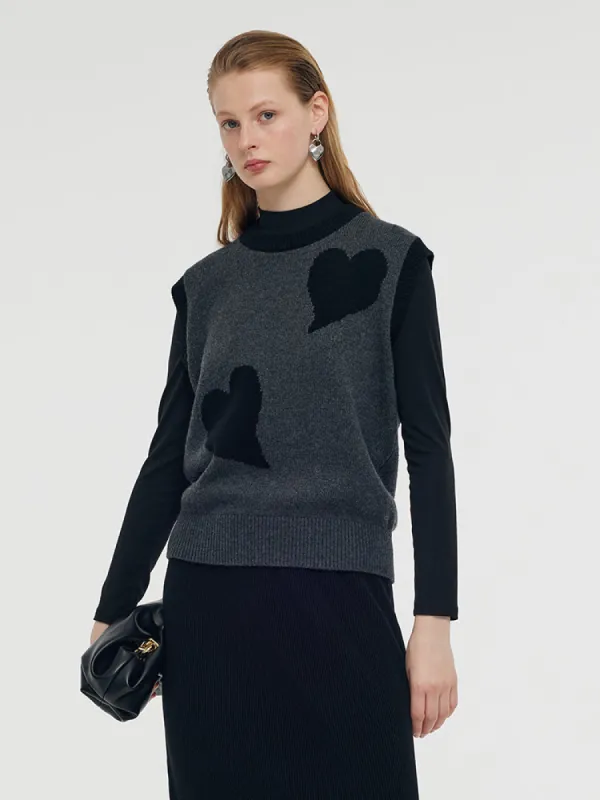 Wool Blend Vest And Mock Neck Top Two-Piece Set sold by Goelia