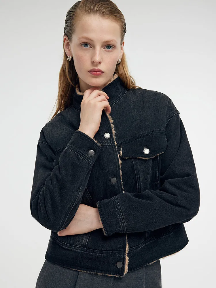 Denim Stand Collar Women Jacket sold by Goelia product image thumbnail 2