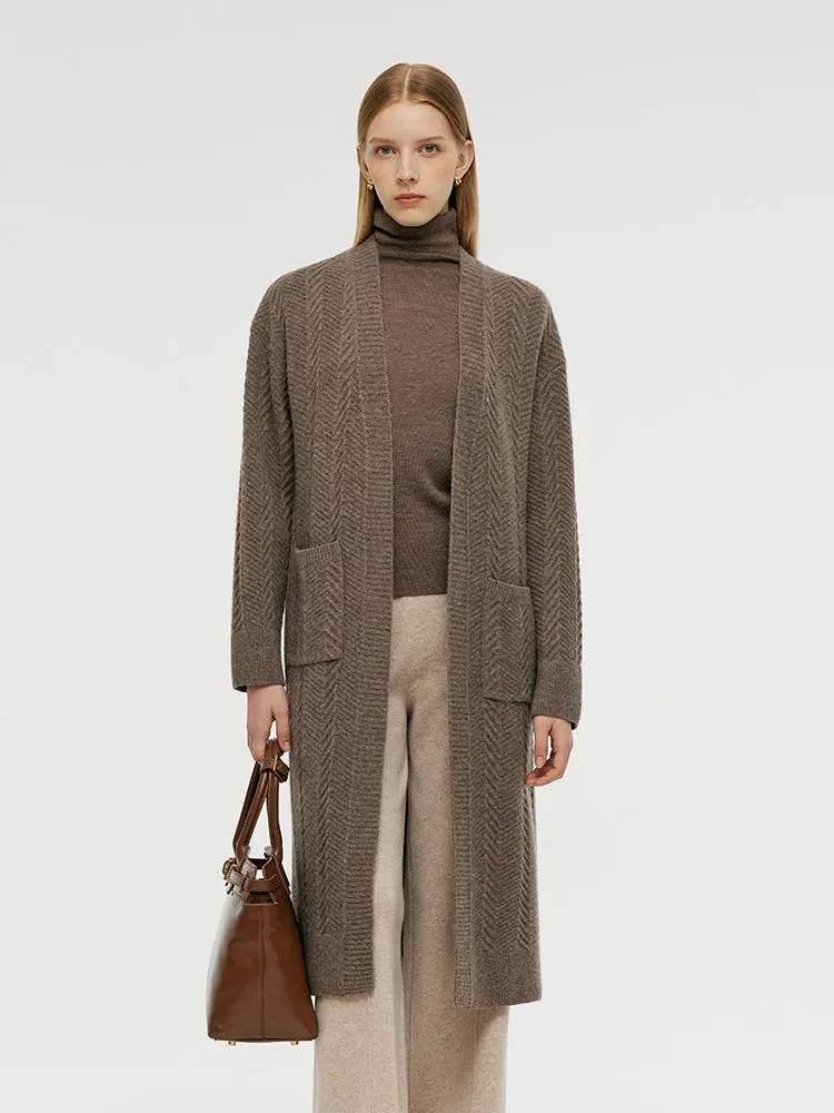 Machine Washable Wool Women Long Cardigan sold by Goelia