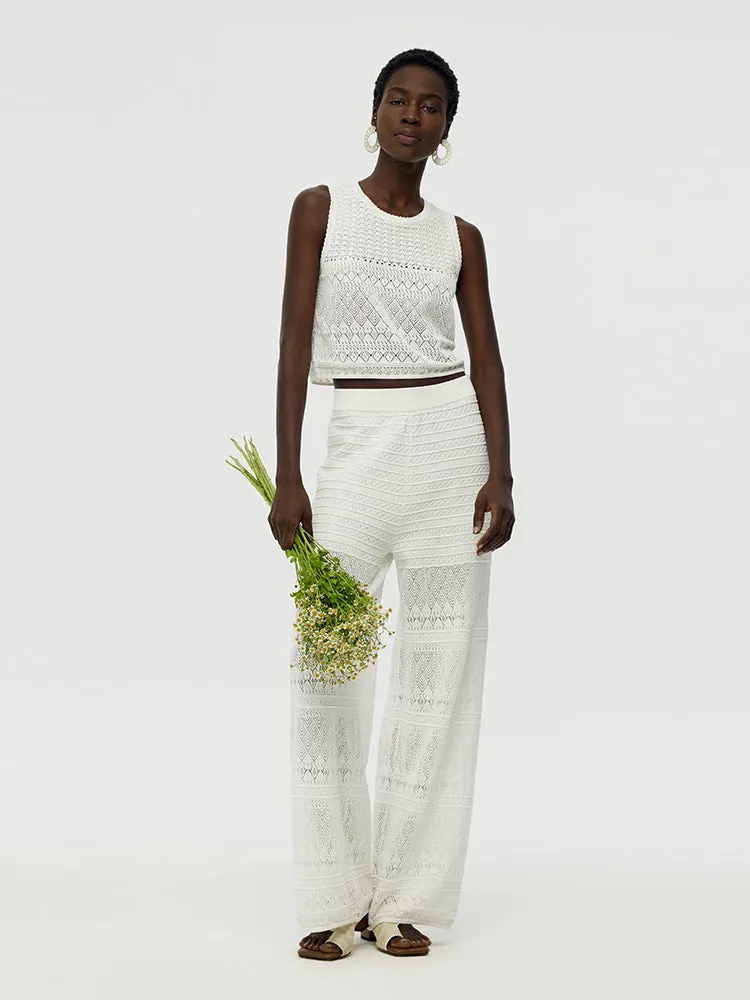 Cotton Openwork Tank Top And Pants Two-Piece Set sold by Goelia product image thumbnail 3