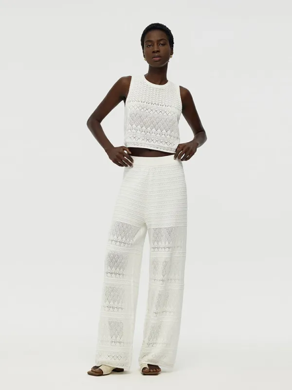 Cotton Openwork Tank Top And Pants Two-Piece Set sold by Goelia