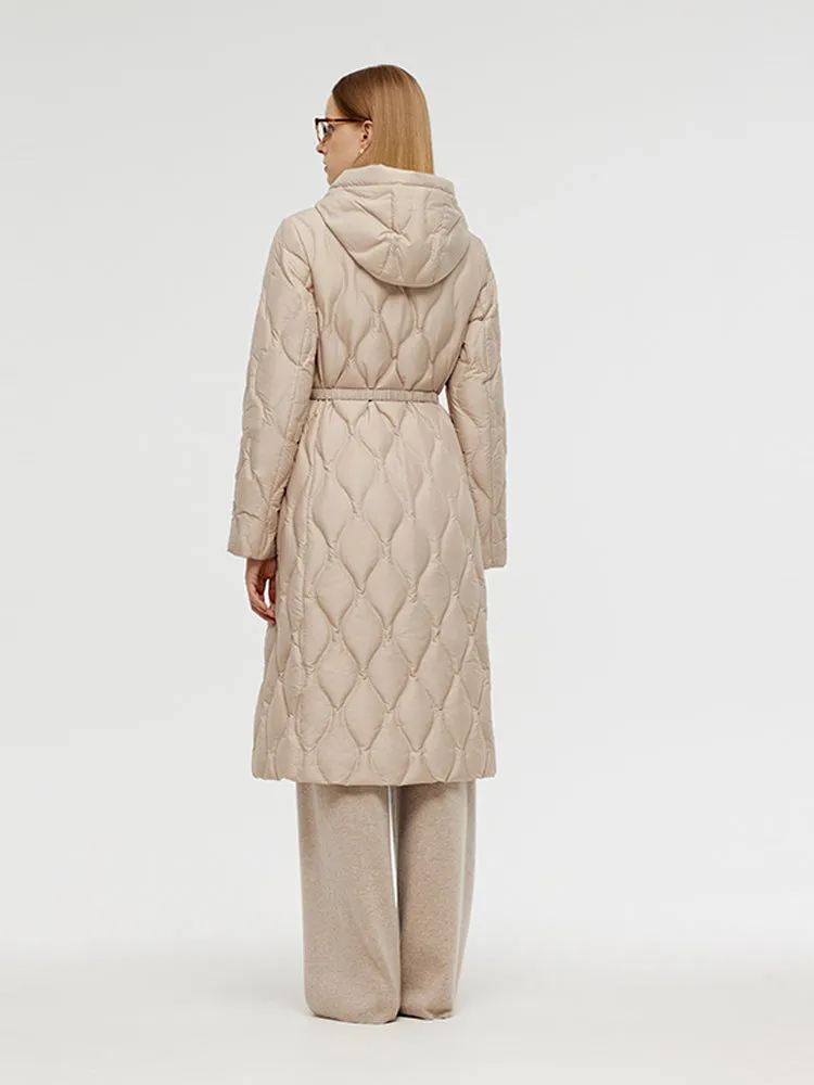 Gathered Waist Long Goose Down Coat With Belt sold by Goelia product image thumbnail 5