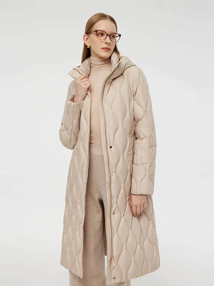Gathered Waist Long Goose Down Coat With Belt sold by Goelia product image thumbnail 4