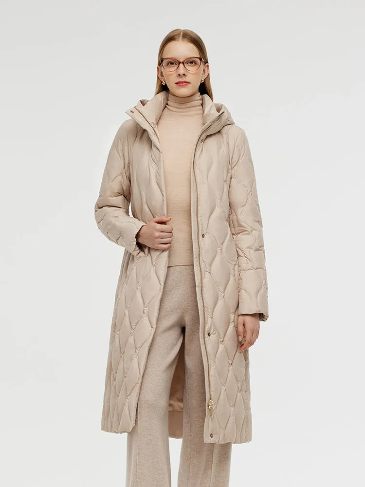 Gathered Waist Long Goose Down Coat With Belt sold by Goelia product image thumbnail 2
