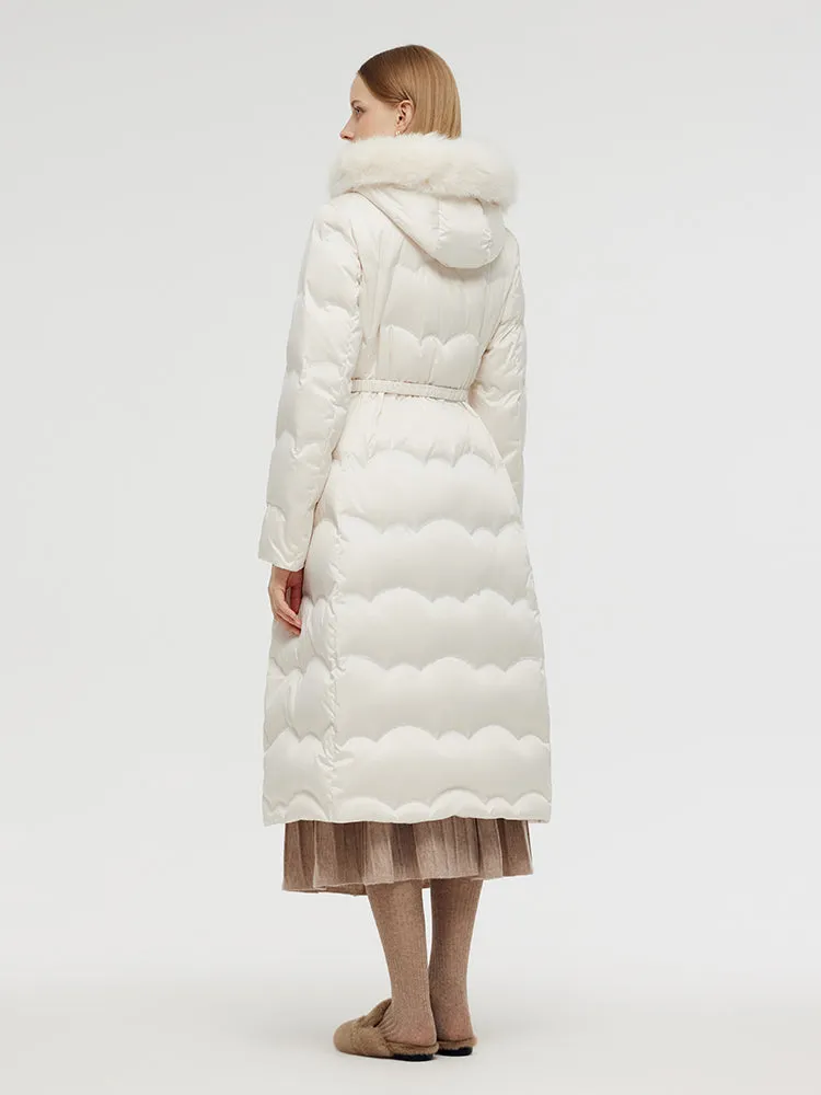 Belted Long Goose Down Coat With Detachable Faux Fur Hood sold by Goelia product image thumbnail 5
