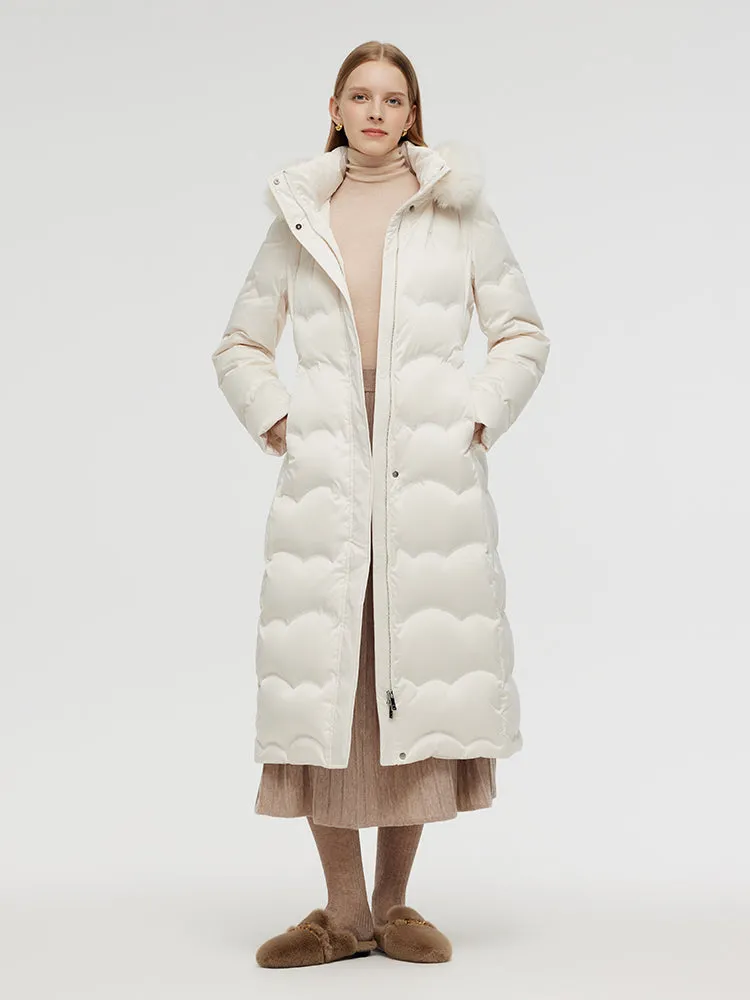 Belted Long Goose Down Coat With Detachable Faux Fur Hood sold by Goelia product image thumbnail 3