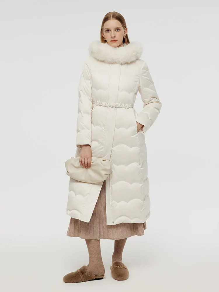 Belted Long Goose Down Coat With Detachable Faux Fur Hood sold by Goelia product image thumbnail 4