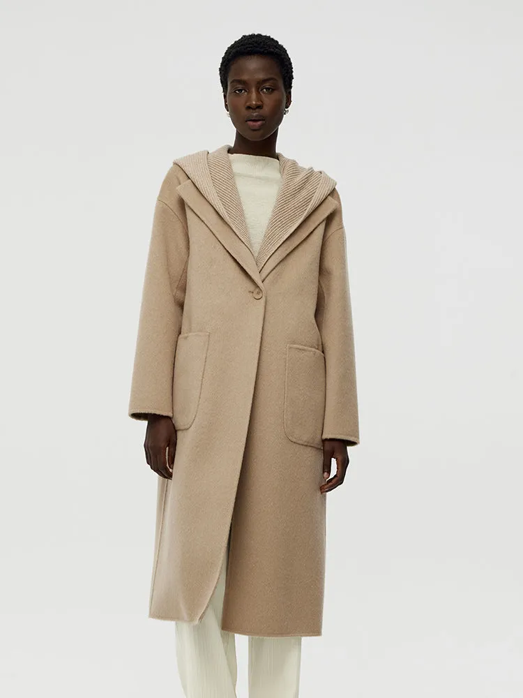 Alpaca Wool Women Overcoat With Hooded Scarf sold by Goelia product image thumbnail 3