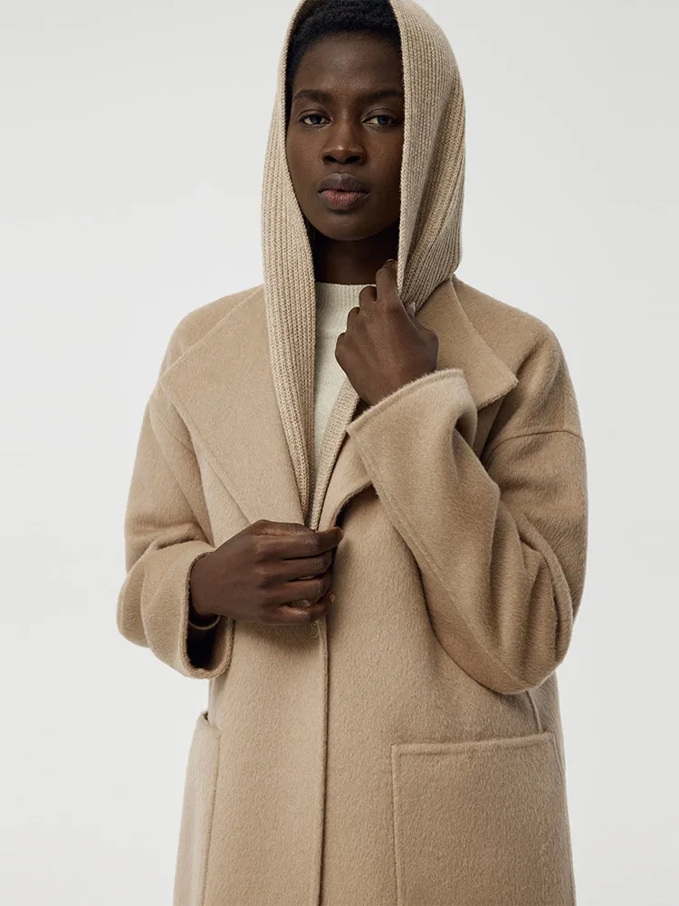 Alpaca Wool Women Overcoat With Hooded Scarf sold by Goelia product image thumbnail 2