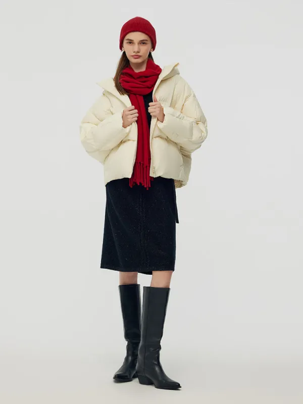 Cropped Hooded Goose Down Jacket sold by Goelia