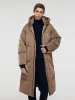 High Collar Unisex Hooded Long Goose Down Coat sold by Goelia
