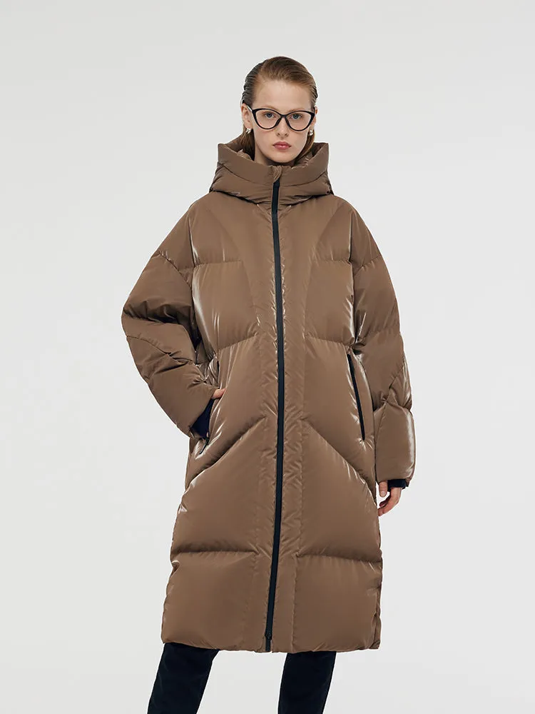 High Collar Unisex Hooded Long Goose Down Coat sold by Goelia