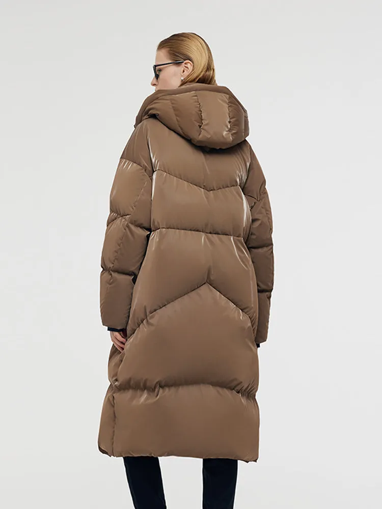 High Collar Unisex Hooded Long Goose Down Coat sold by Goelia product image thumbnail 4