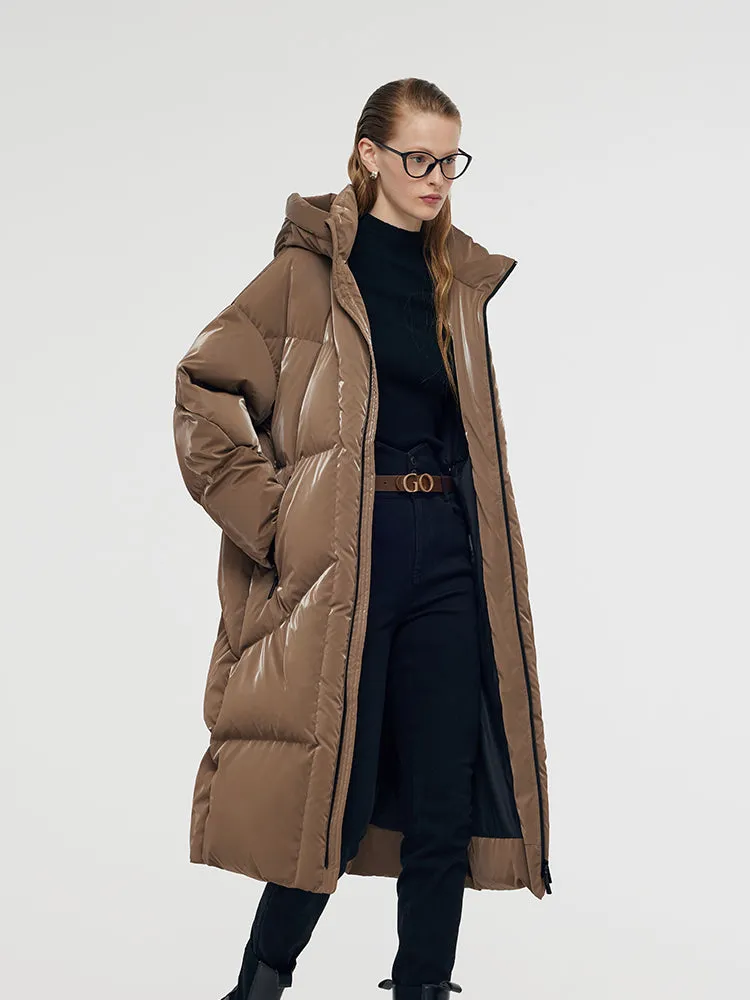 High Collar Unisex Hooded Long Goose Down Coat sold by Goelia product image thumbnail 5