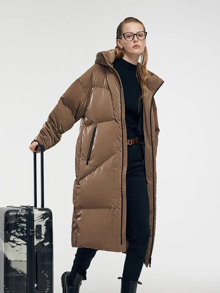 High Collar Unisex Hooded Long Goose Down Coat sold by Goelia product image thumbnail 3