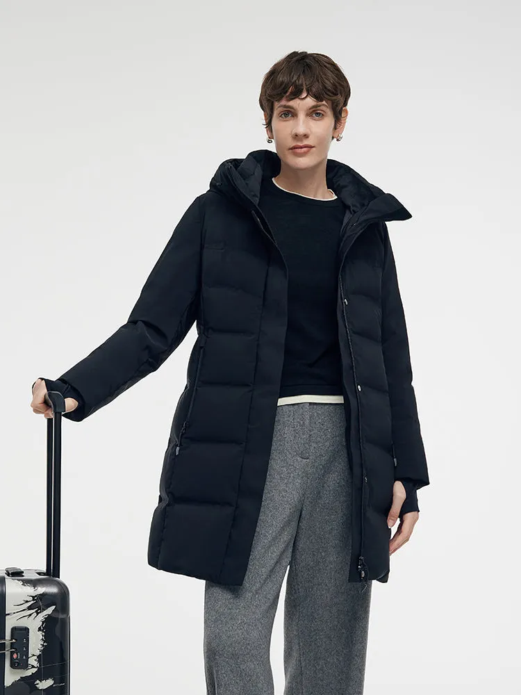 Hooded Goose Down Coat With Knit Cuff sold by Goelia