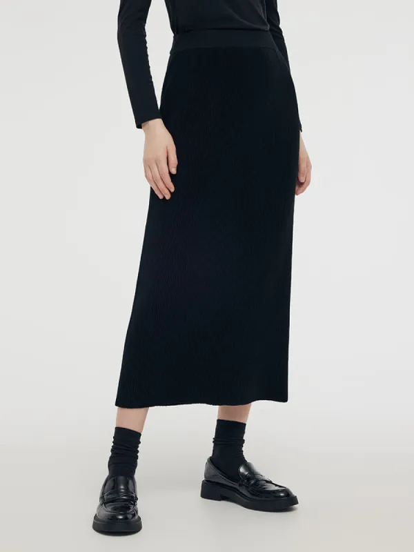 Tencel Stretch Knitted Women Midi Skirt sold by Goelia