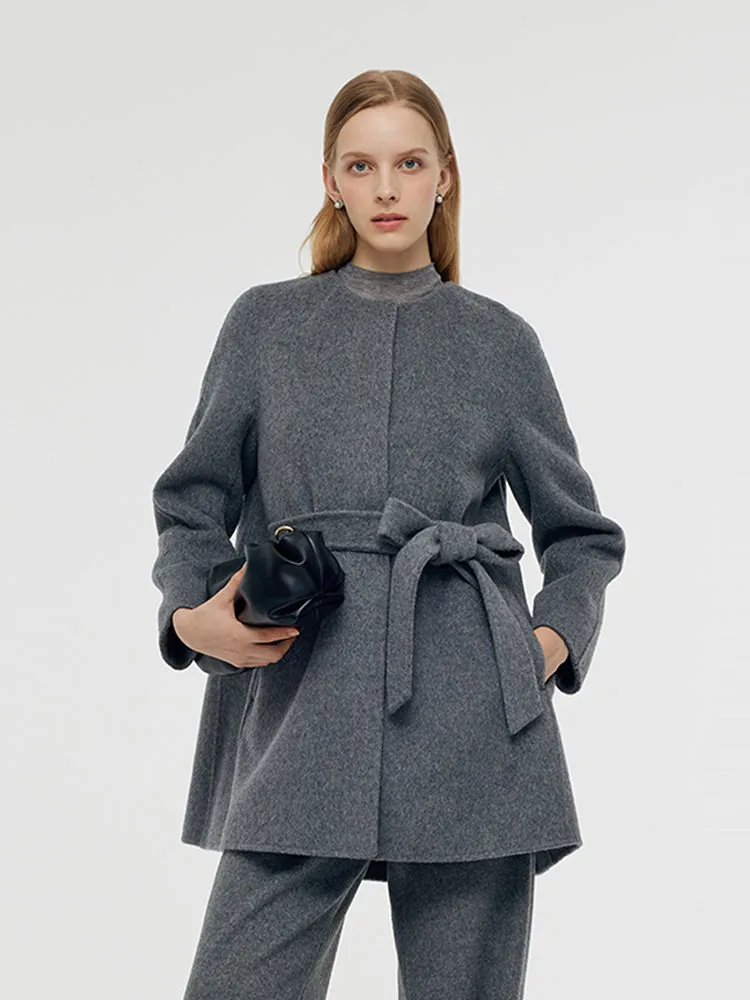 Alpaca Wool Double-Faced Women Wrap Coat With Knit Shawl sold by Goelia product image thumbnail 3