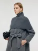 Alpaca Wool Double-Faced Women Wrap Coat With Knit Shawl sold by Goelia