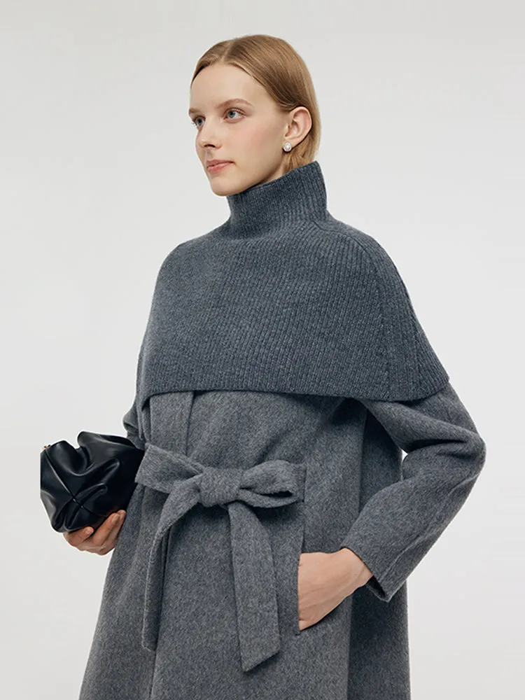 Alpaca Wool Double-Faced Women Wrap Coat With Knit Shawl sold by Goelia product image thumbnail 5